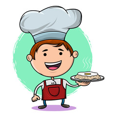 Cute Chef Serving a Dish of Fried Rice