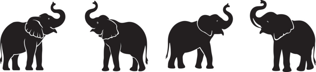 Stylish Black Elephant Vector Art Collection