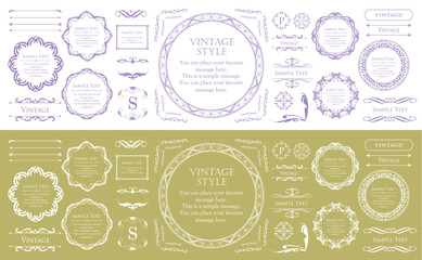 高級感のあるカードデザイン。アンティークな装飾デザイン。エレガントな縁の模様。