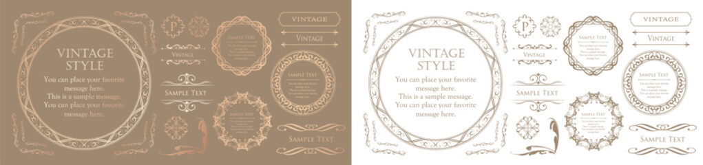 高級感のあるカードデザイン。アンティークな装飾デザイン。エレガントな縁の模様。