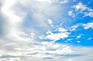 Beautiful and dramatic skyscape and cloudscape. Blue sky and clouds. Nature and background use.