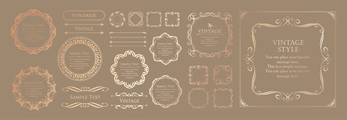 高級感のあるカードデザイン。アンティークな装飾デザイン。エレガントな縁の模様。