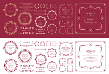 高級感のあるカードデザイン。アンティークな装飾デザイン。エレガントな縁の模様。