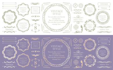 高級感のあるカードデザイン。アンティークな装飾デザイン。エレガントな縁の模様。