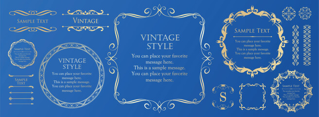 高級感のあるカードデザイン。アンティークな装飾デザイン。エレガントな縁の模様。