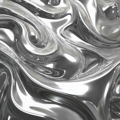 Generated image Close up texture of liquid shiny metal in silver gray color with highlights and shimmers