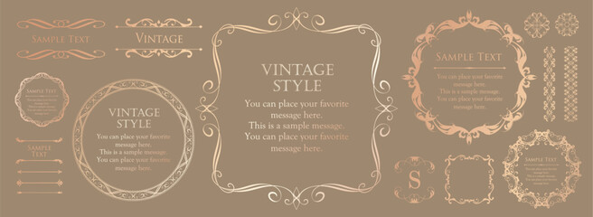 高級感のあるカードデザイン。アンティークな装飾デザイン。エレガントな縁の模様。