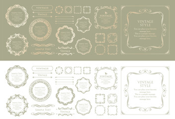 高級感のあるカードデザイン。アンティークな装飾デザイン。エレガントな縁の模様。