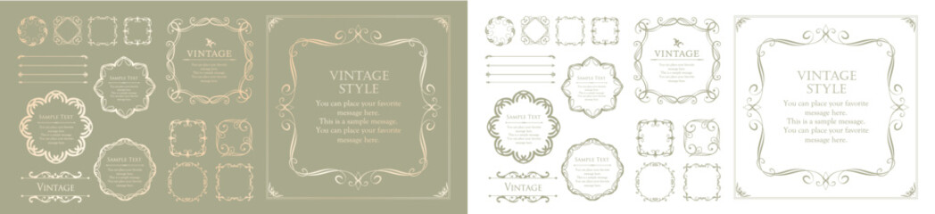 高級感のあるカードデザイン。アンティークな装飾デザイン。エレガントな縁の模様。
