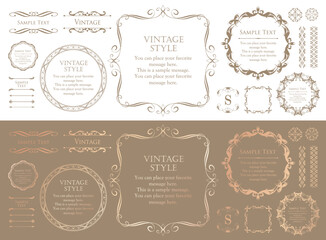 高級感のあるカードデザイン。アンティークな装飾デザイン。エレガントな縁の模様。