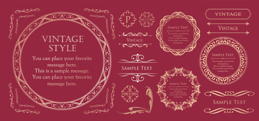 高級感のあるカードデザイン。アンティークな装飾デザイン。エレガントな縁の模様。