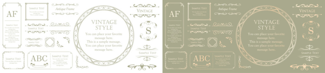 高級感のあるカードデザイン。アンティークな装飾デザイン。エレガントな縁の模様。