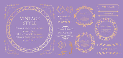 高級感のあるカードデザイン。アンティークな装飾デザイン。エレガントな縁の模様。