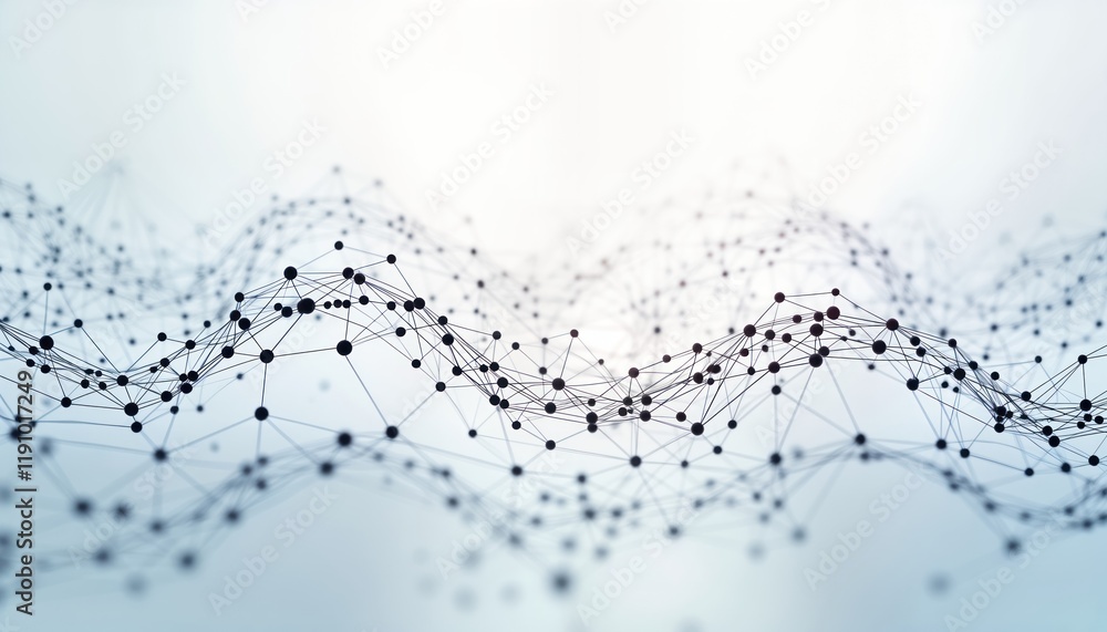 Poster abstract illustration of data network. connected dots, lines create complex structure. geometric pat