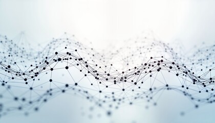 Abstract illustration of data network. Connected dots, lines create complex structure. Geometric pattern suggests innovation, digital tech. Modern design. Suitable for tech presentations, posters,