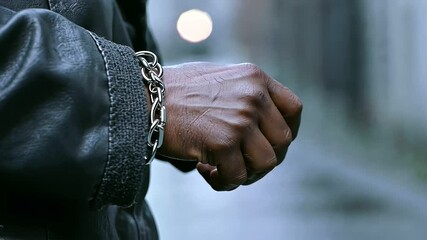 Officer Placing Handcuffs on Suspect Wrist