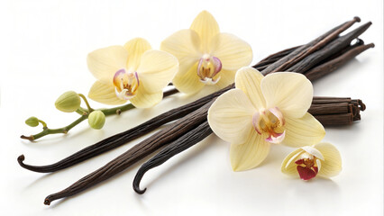 vanilla pods and orchid flower