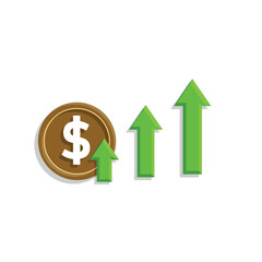 coin icon. money strengthens, rises. money management vector, business and finance icon, showing continuous movement. flat color design style