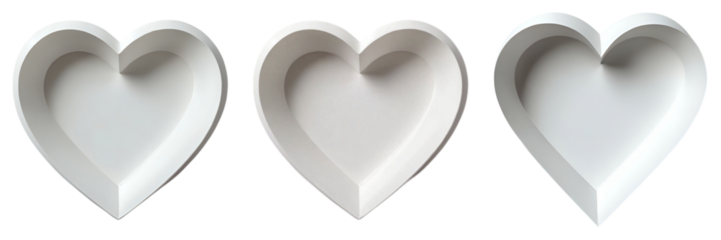Set of 3 White Heart Shaped Display Frames - Empty Shadow Box Templates for Wedding Photos, Valentine's Day Decor, and Romantic Wall Art