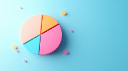 Fototapeta premium A vibrant and colorful pie chart illustrating market share distribution, with clear segment labels, ideal for business presentations and market analysis.