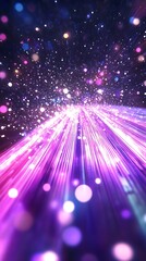 Fototapeta premium Abstract background with blue and purple glowing particles