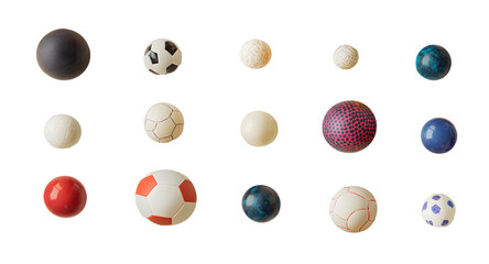 Fototapeta premium Variety of Colorful Sports Balls Arranged on white Background