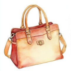 Elegant watercolor handbag design fashion illustration studio setting artistic perspective style inspiration, isolated on white background
