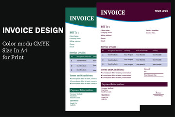 modern invoice design, modern Manu design, 