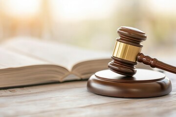 Gavel and stethoscope crossed over a law book, representing the intersection of healthcare and legal matters, medical justice