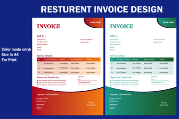 modern invoice design, modern Manu design, 