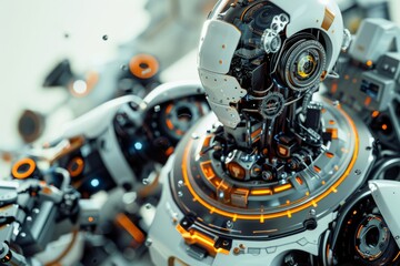 Fototapeta premium Futuristic robot design with orange accents