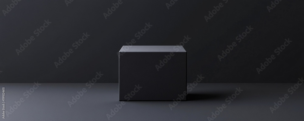 Aufkleber black cube standing on dark background creating minimalist composition