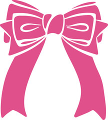 Ribbon bow for hair. Cute pink tie with knot for gift. Girly flat accessory for birthday Christmas holidays. Cartoon fashion element for romantic decoration.