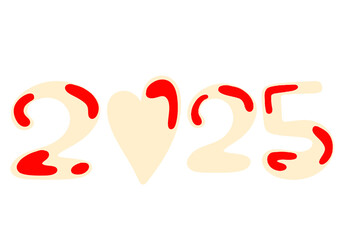 2025 Numbers new year beige red for birthday cards planner