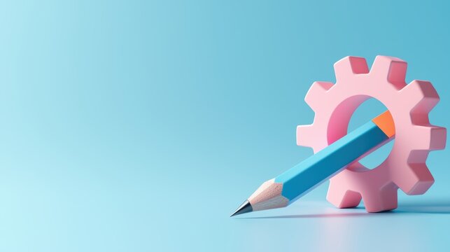 A pencil placed diagonally over a gear icon, symbolizing the customization or configuration of settings.