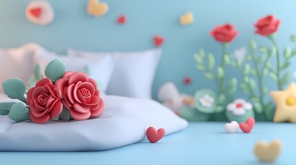 Soft Pastel Floral Arrangement on Bed