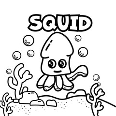 Cute Undersea Animal Character Coloring Illustrations Thick and Easy for Adults and Children