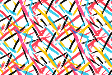 Seamless pattern of Abstract  Geometric Brushstrokes: A vibrant and dynamic seamless pattern featuring bold, abstract brushstrokes in various colors, creating an energetic and modern design.