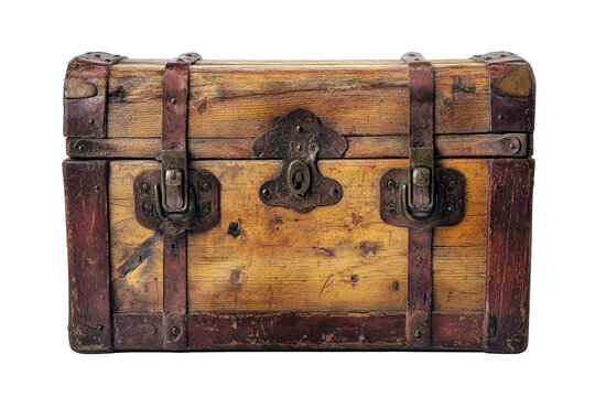 Classic Wooden Treasure Chest with a Lock and Key
