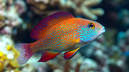 Close-up of a vibrant tropical fish swimming in a coral reef