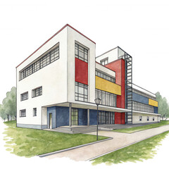 Modern Architectural Design of a School Building with Colorful Facade