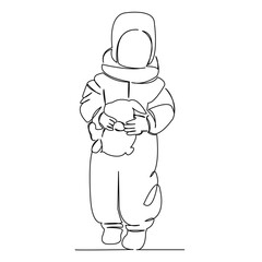 One continuous single drawing line art flat doodle child, toy, kid, girl, childhood, boy. Isolated image hand draw contour on a white background
