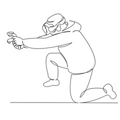 One continuous single drawing line art flat doodle glass, virtual, technology, reality, device, gaming, future, visual, internet. Isolated image hand draw contour on a white background
