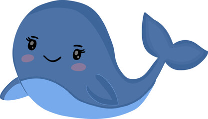 cute a blue whale vector illustration