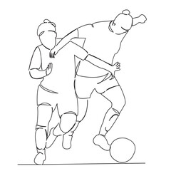 One continuous single drawing line art flat doodle female, competition, action, goal, athlete, ball, football, sport, soccer, women. Isolated image hand draw contour on a white background
