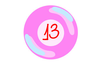 Billiard ball 13 pink red and blue thirteen