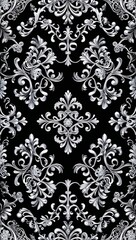 Intricate silver and black filigree designs forming an elegant vintage border pattern in silver black border frame pattern background
