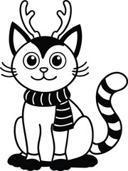 A cute cartoon cate vector illustration, A cute cartoon cate silhouette vector art, A cute cartoon cate line art vector design