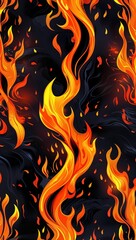 Vibrant orange and black flame patterns framing the edges for a fiery and intense border design