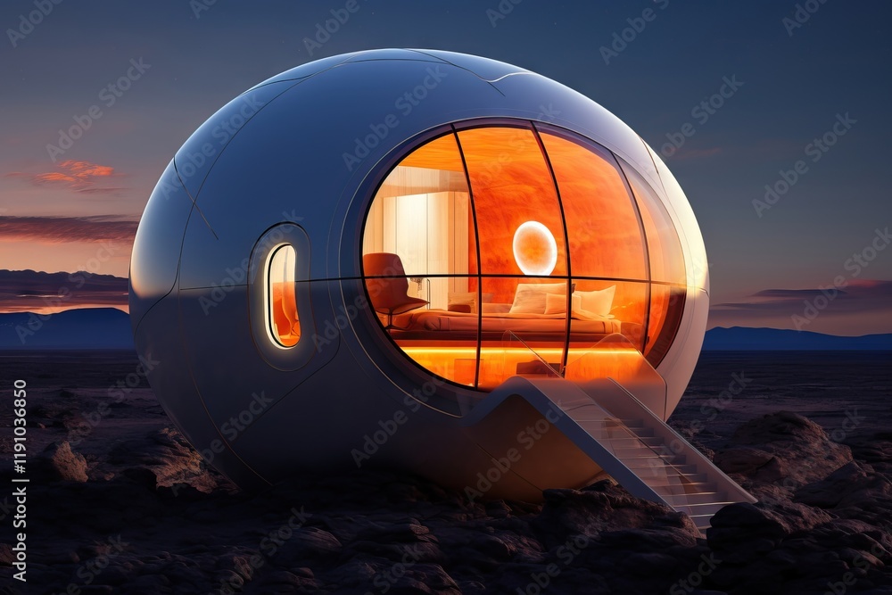 Poster futuristic mars architecture. modern building design on red planet. life on alien planet. space obse